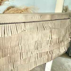 Leather silver  clutch by Milly